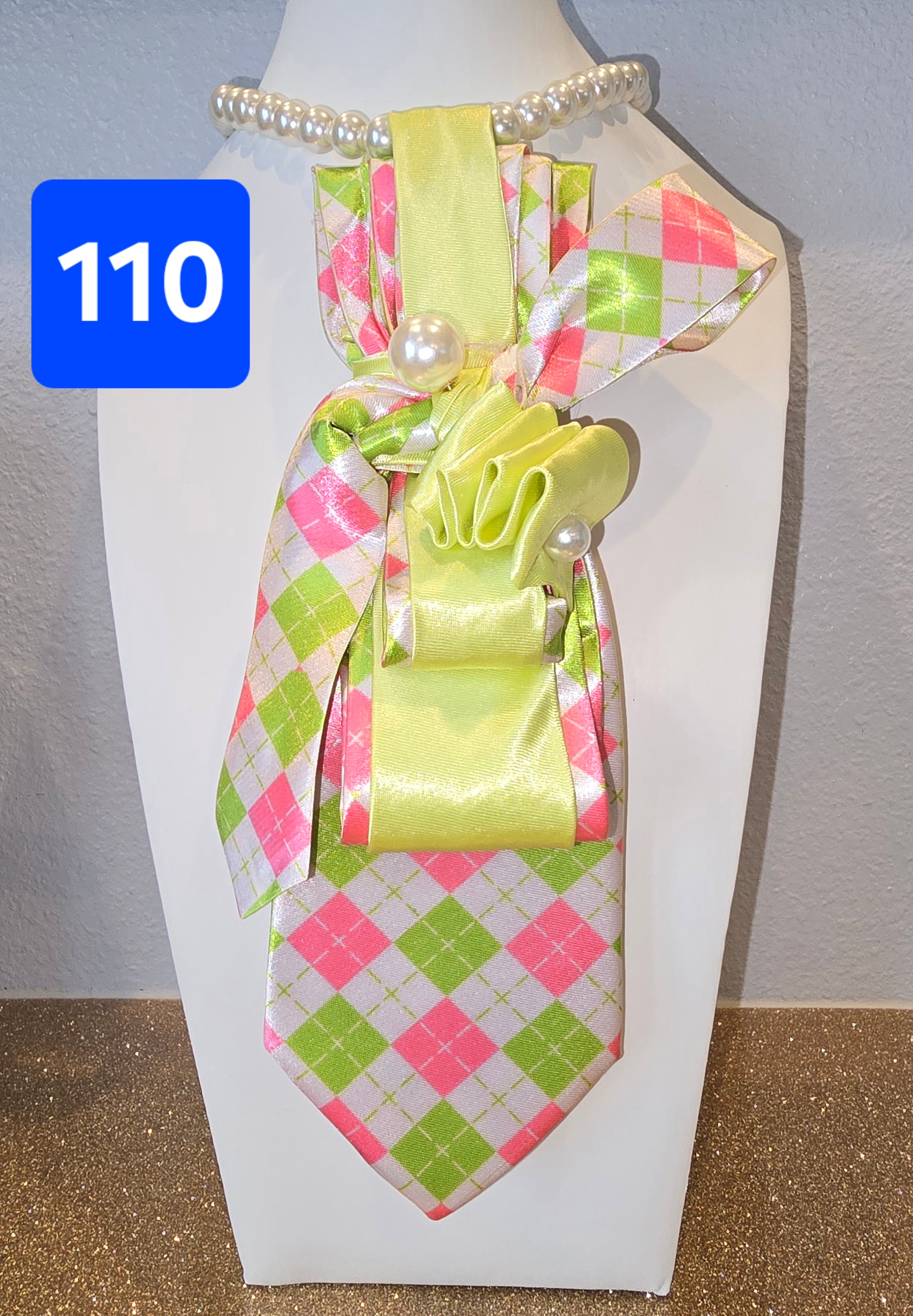 The Pink & Green Ruffle Knot Tie