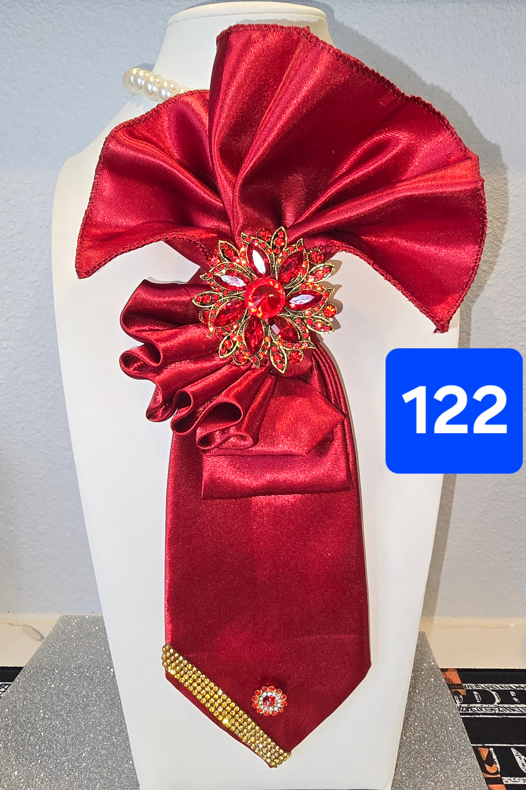 Crimson Gold Bling Satin Tie
