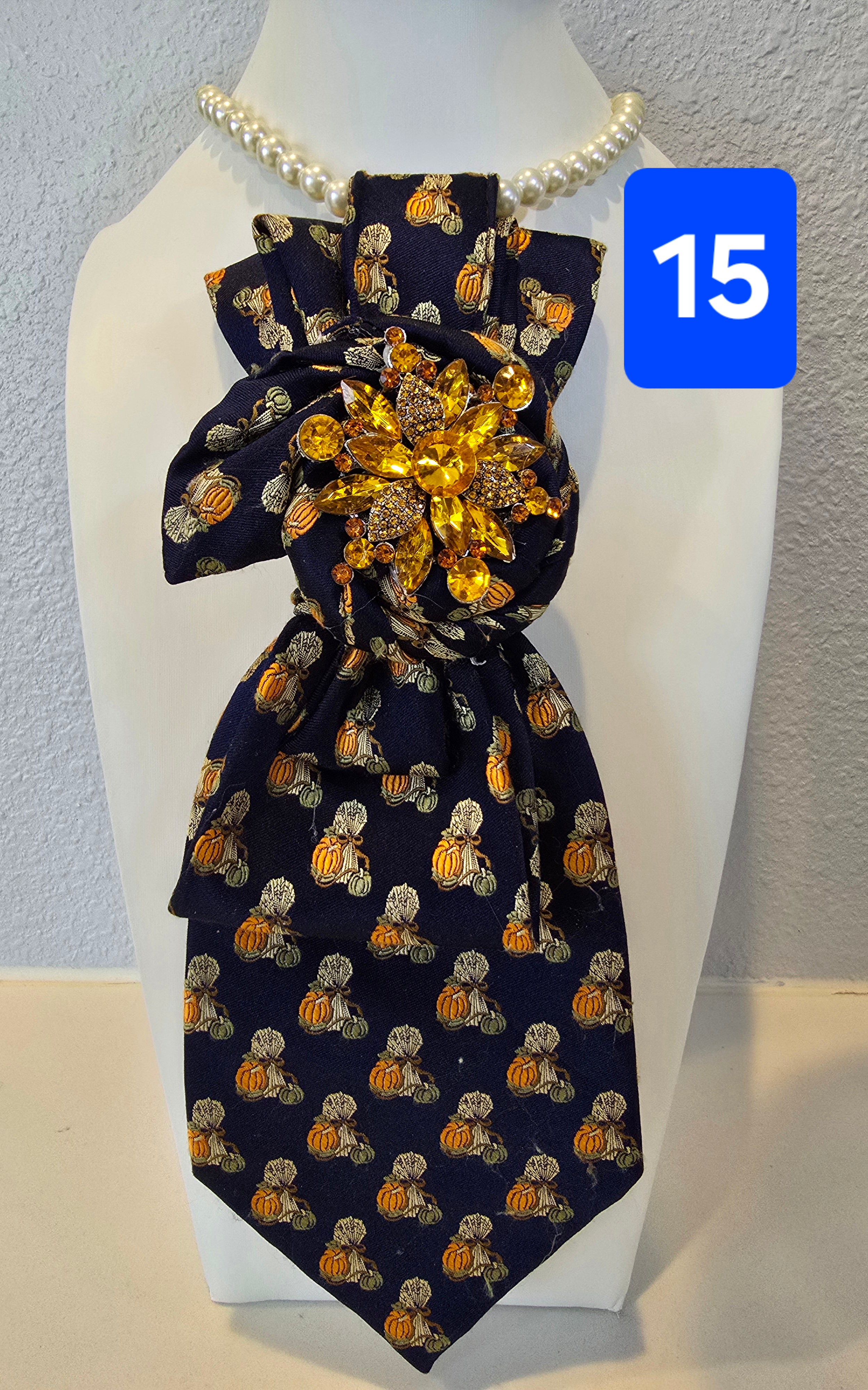 Fall Fancy Navy Pumpkin Tie