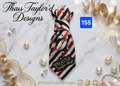 Prayer Changes Things — Black, Red & White Striped Tie with Rhinestones & Faith Patch