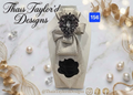 Dots & Roses — Off-White Polka Dot Tie with Rhinestone Brooch & Rose Patch