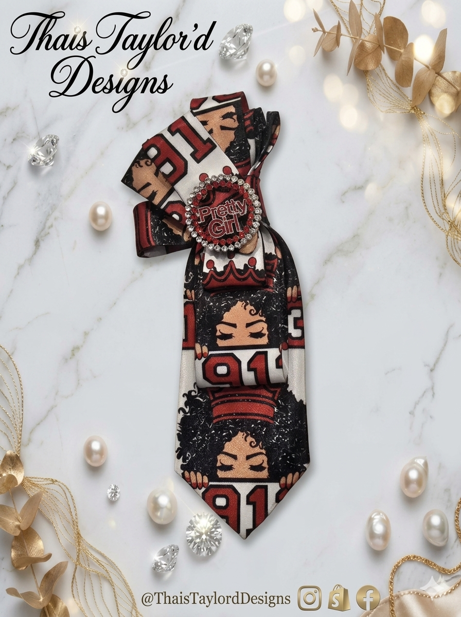 Brown Crown Delta Girl — Delta Tie with Oooo-Oop Girl Brooch