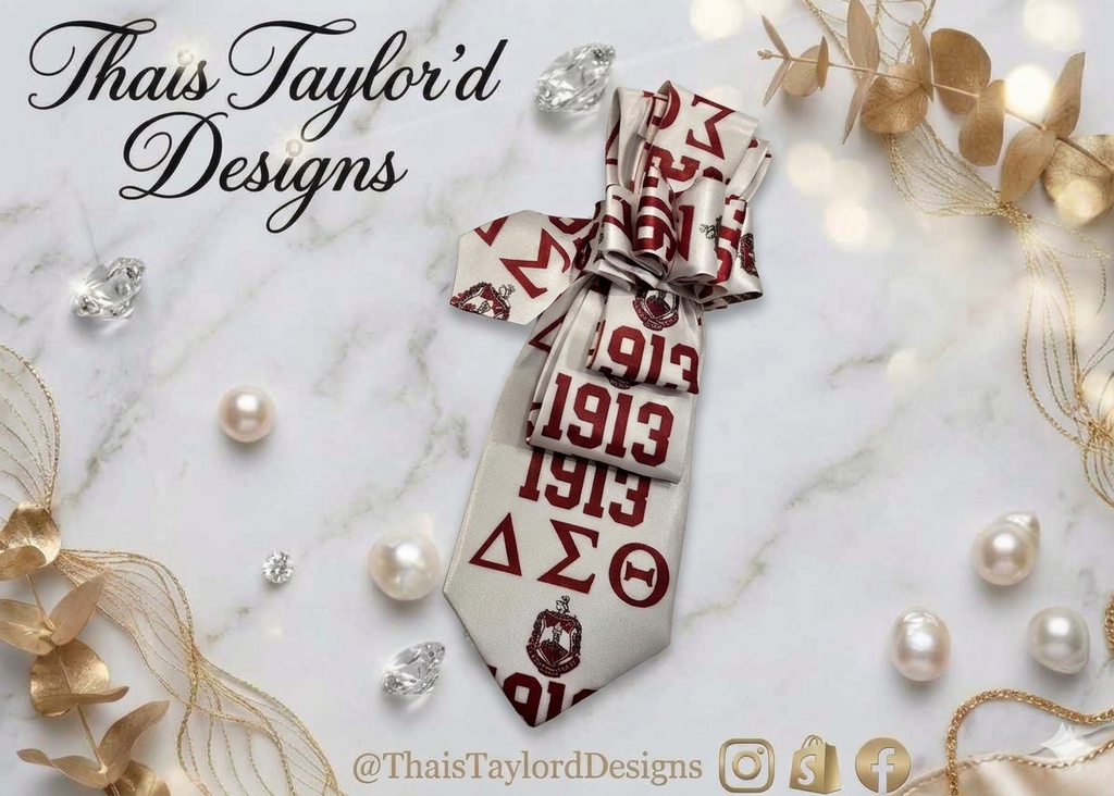 Oo-Oop & Ruffled — Red & White 1913 Delta Tie with Ruffle Knot