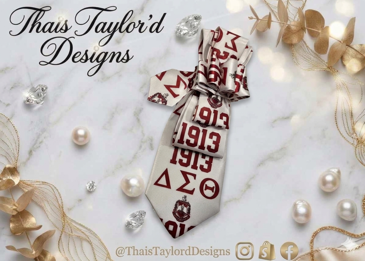 Oo-Oop & Ruffled — Red & White 1913 Delta Tie with Ruffle Knot
