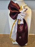 The Burgundy Affair — Double Satin Tie with Gold Trim, Burgundy Bling & Ribbon Flared Knot