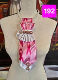The Pink Peony | Double-Layered Pink & White Satin Breast Cancer Awareness Necktie