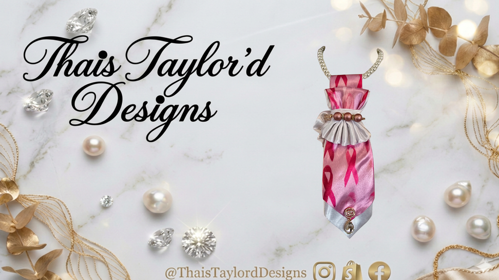The Pink Peony | Double-Layered Pink & White Satin Breast Cancer Awareness Necktie