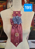 The Twilight Bloom | Mauve & Blue Necktie with Chiffon Brooch