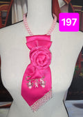 Pearls & Purpose | Hot Pink Breast Cancer Awareness Necktie with Rose Knot & Pearl Bling