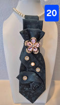 Custom Ruffled Forest Green Statement Tie with Jewels