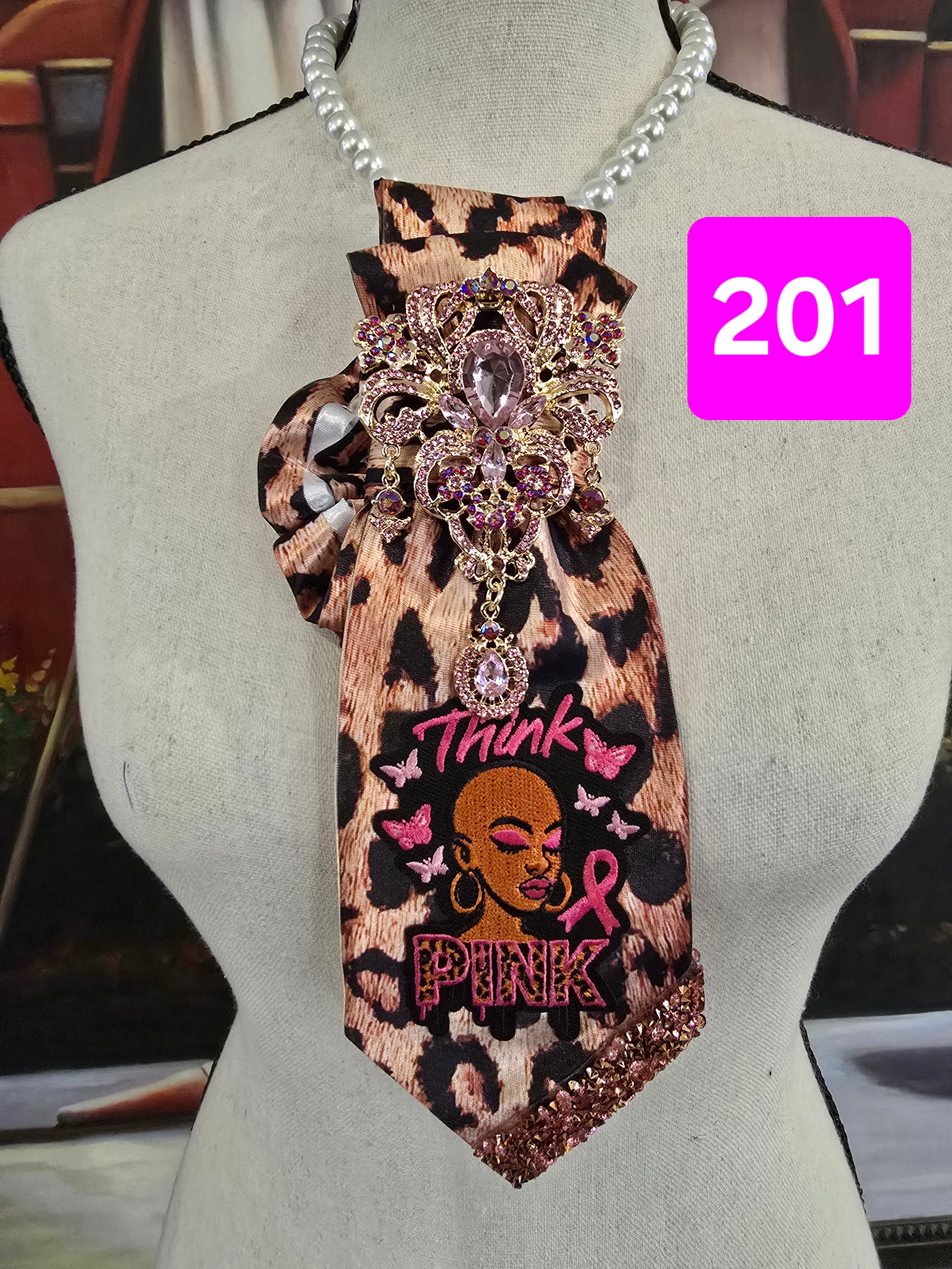 Think Pink Cheetah Print Breast Cancer Awareness Necktie