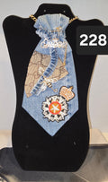 Denim Royale — Gucci-Inspired Splash, Queen Brooch & Patch Medal Necktie