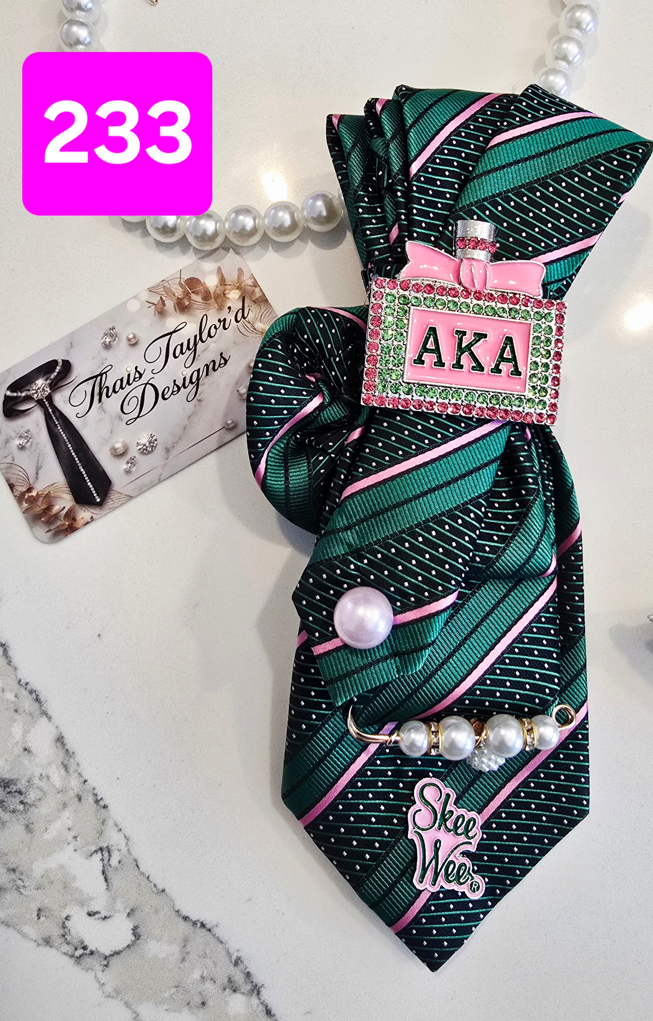 Ivy & Pearls Striped Tie