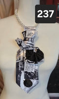 Press & Blessed – Newspaper Print Ruffle Tie with Pray Over It Pin
