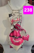 Thankful in Print – Newspaper Satin Tie with Pink Lips & Unique Knot
