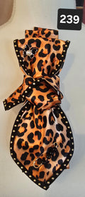 Wild & Refined – Cheetah Print Tie with Black Suede & Gold Stud Trim