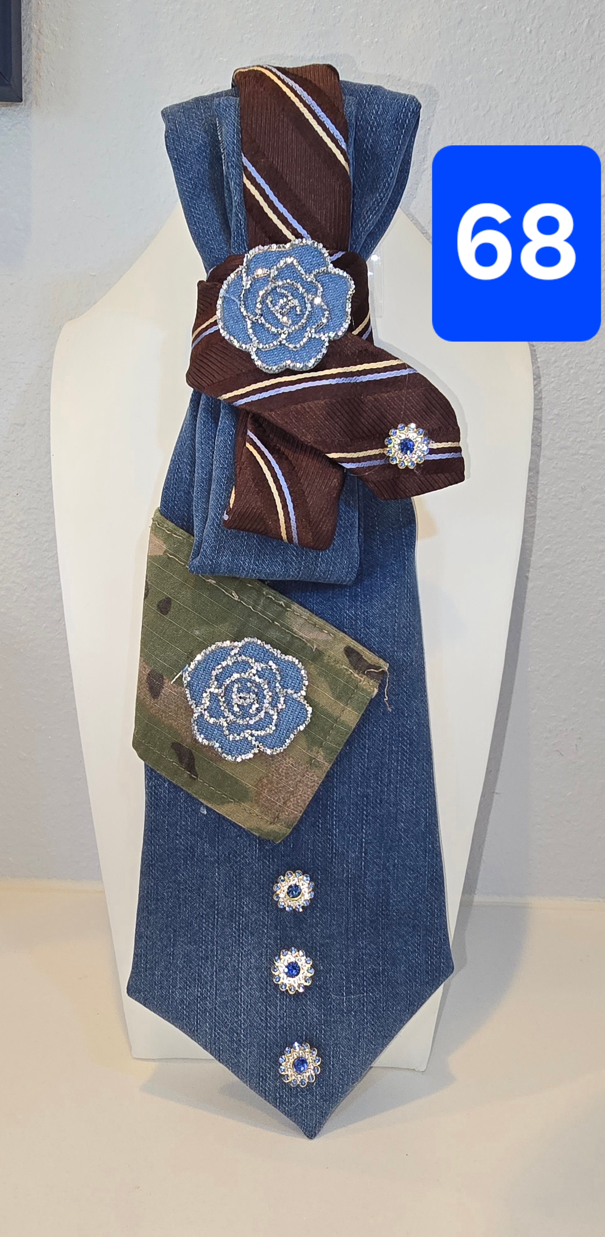 The Denim Camo Rose Bling Tie