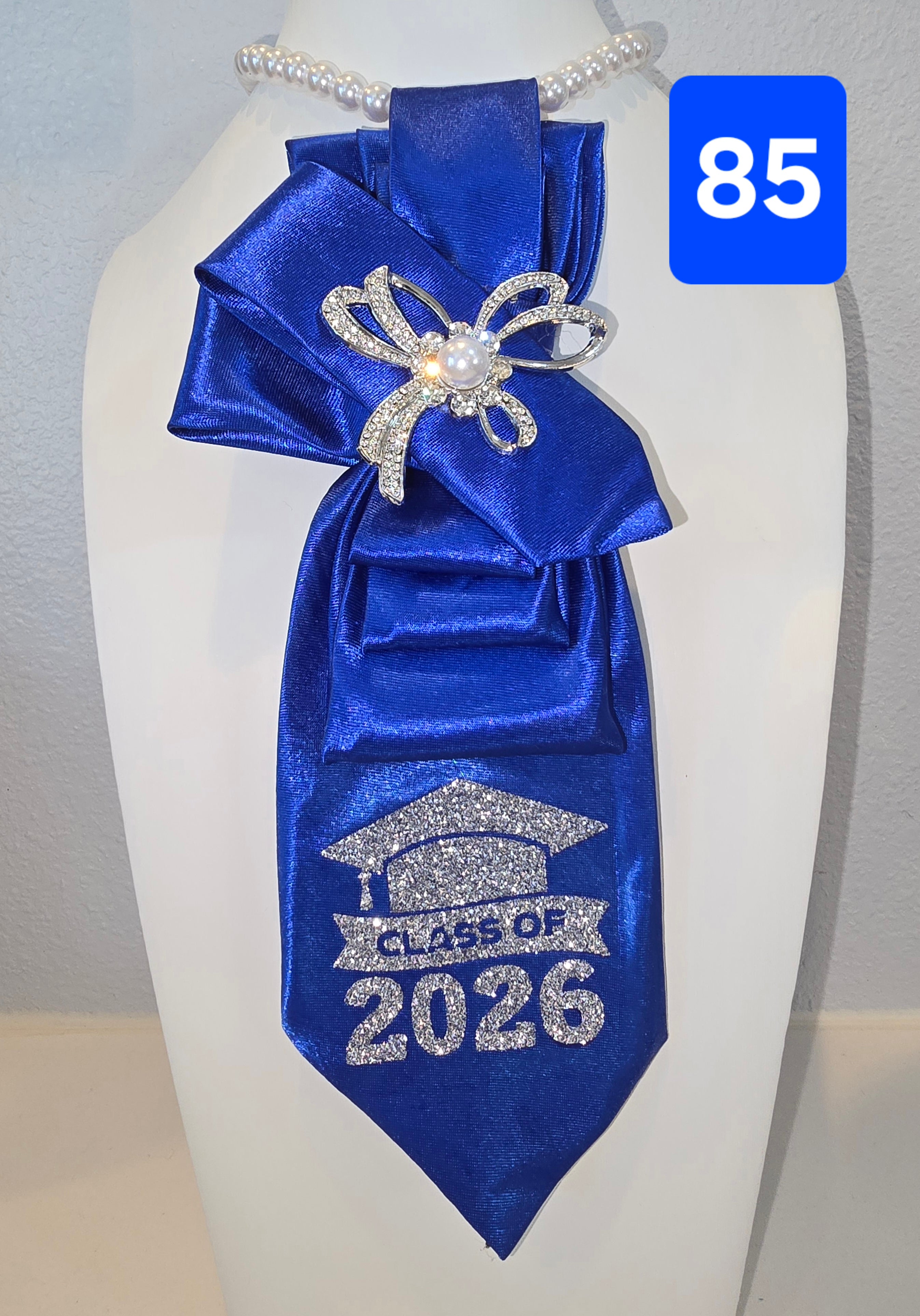 The Class of 2026 Satin Tie - Royal Blue
