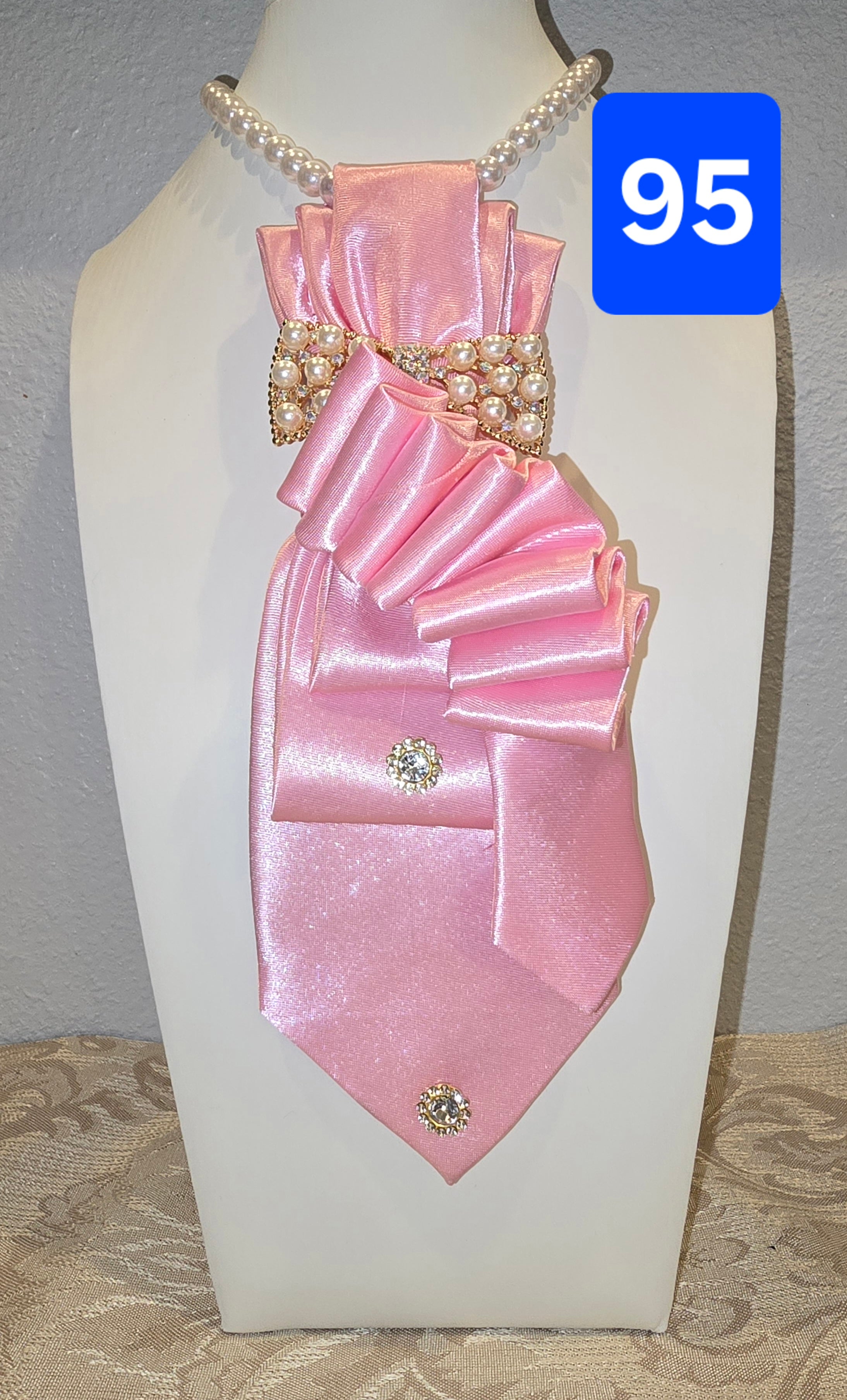 The Pink Ruffle Pearl Bow Tie