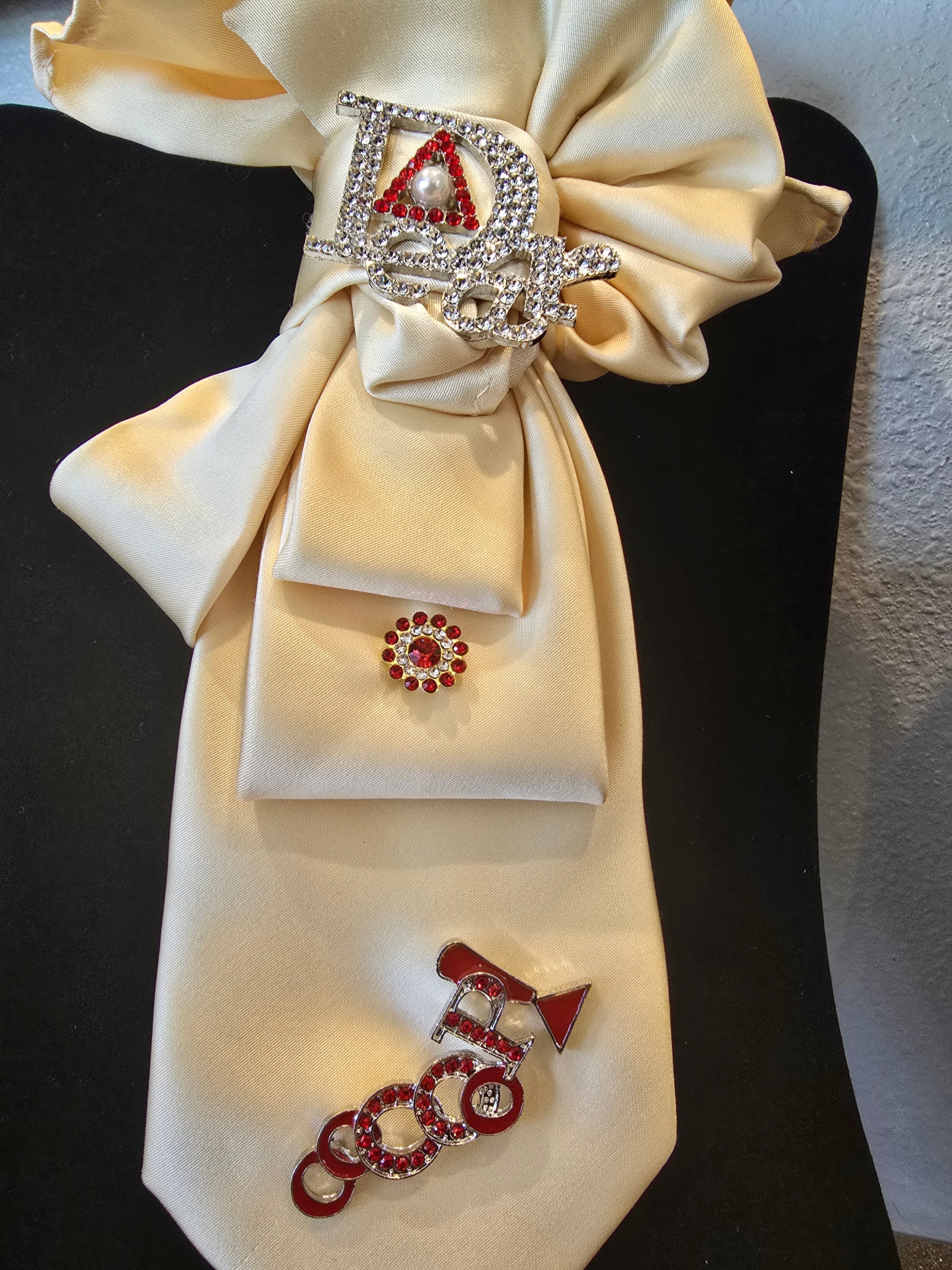Cream Tie Set with Crimson Jewelry – For Delta Women & Kappa Men