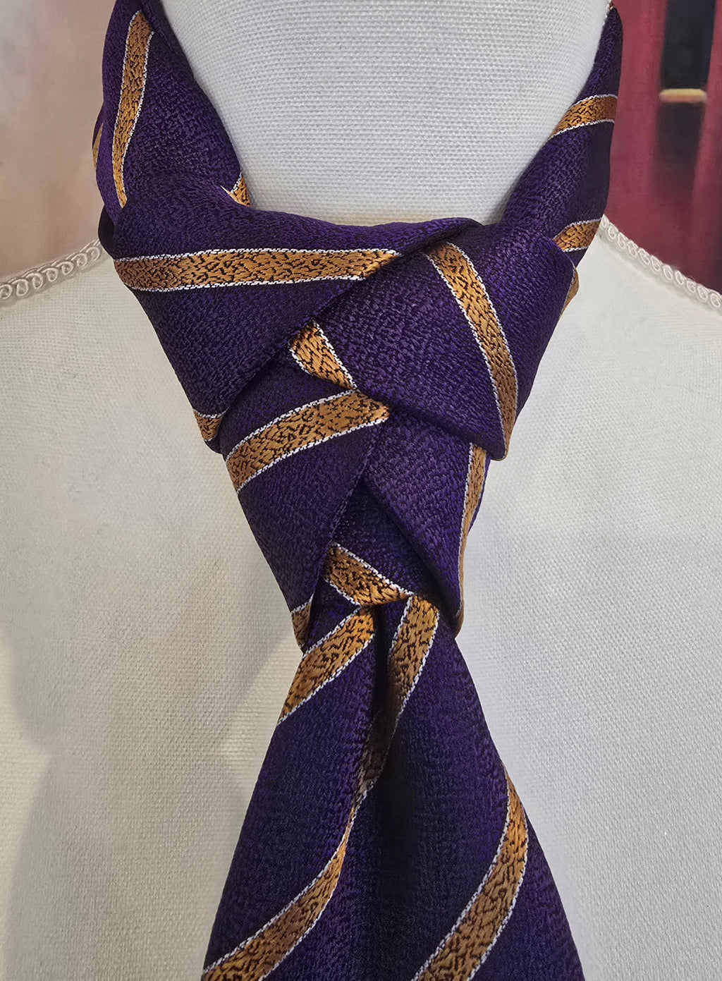 Purple & Gold Greek-Inspired Men's Tie Set | Necktie, Pocket Square & Cufflinks