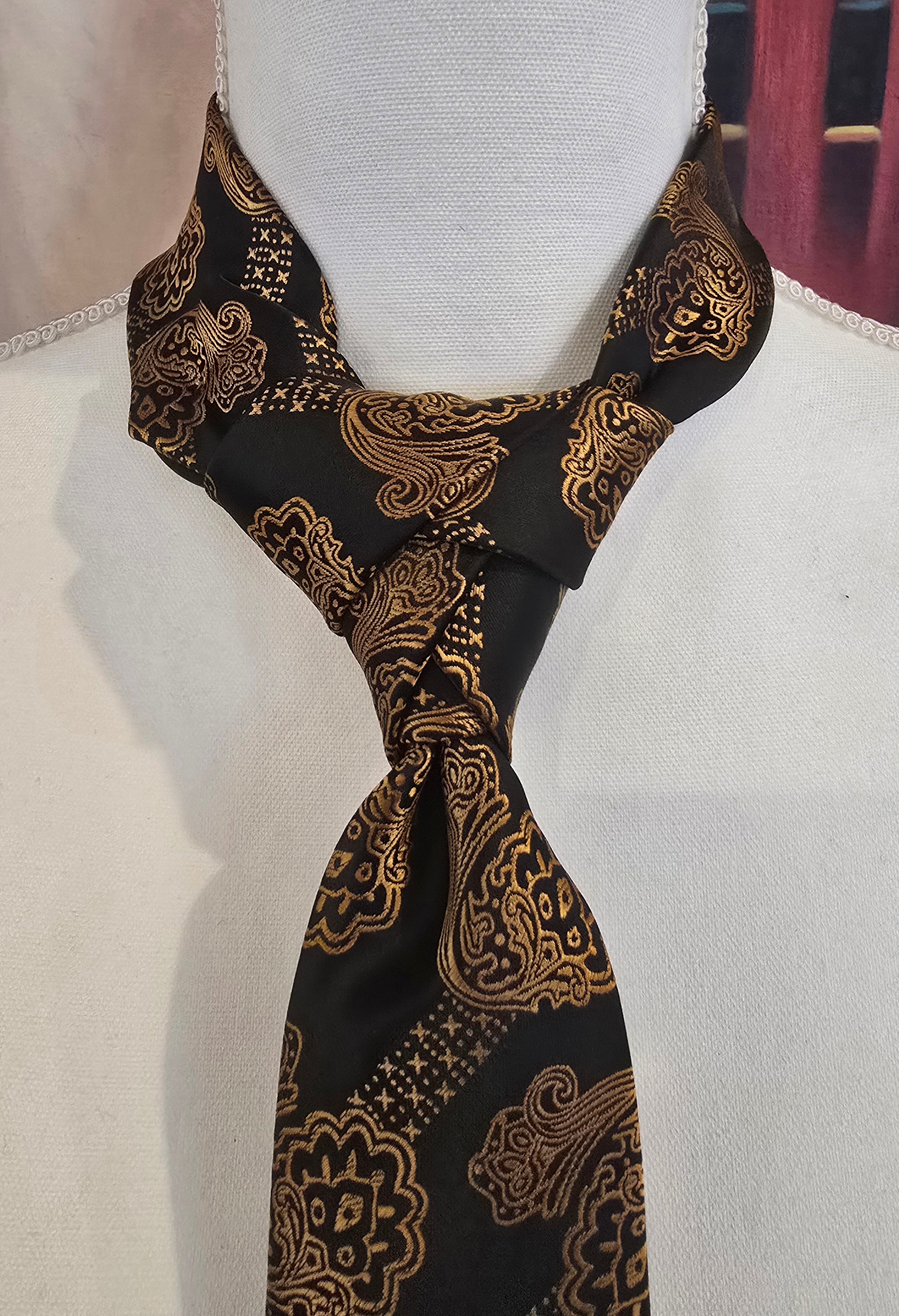 Gold Standard – Men's Black & Gold Tie Set with Pocket Square, Flower Pin & Cufflinks