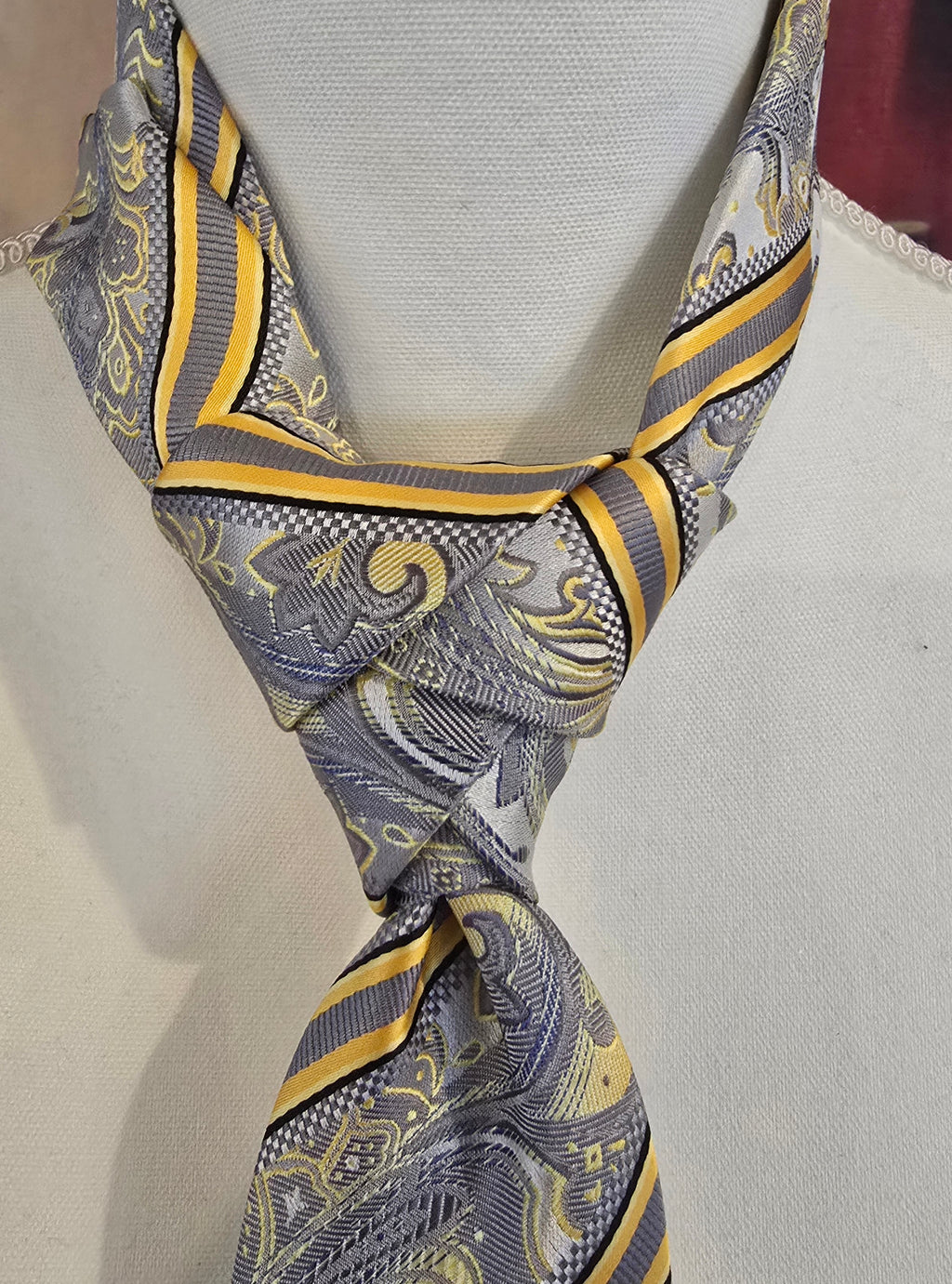 Solar, Silver & Navy – Men's Striped Tie Set with Pocket Square, Cufflinks & Eldredge Knot