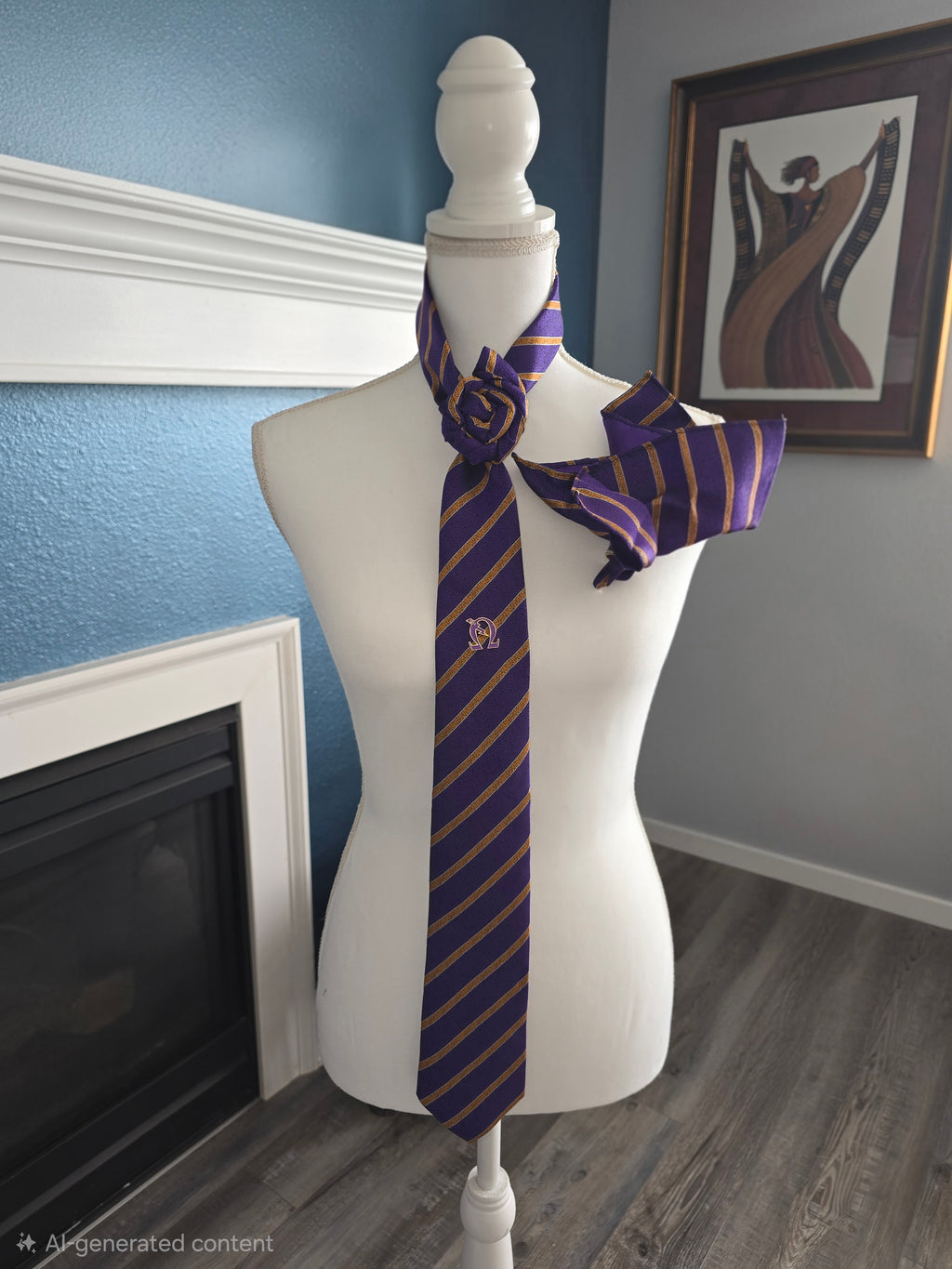 Purple & Gold Greek-Inspired Men's Tie Set | Necktie, Pocket Square & Cufflinks
