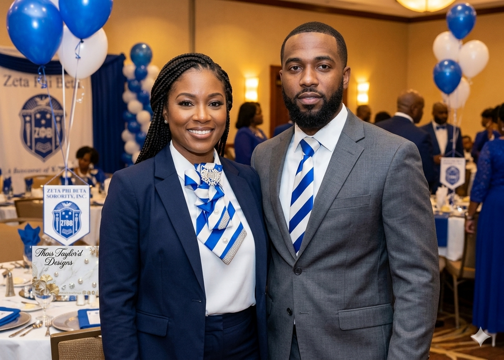 Royal Blue & White Striped Tie Set – Zeta & Sigma